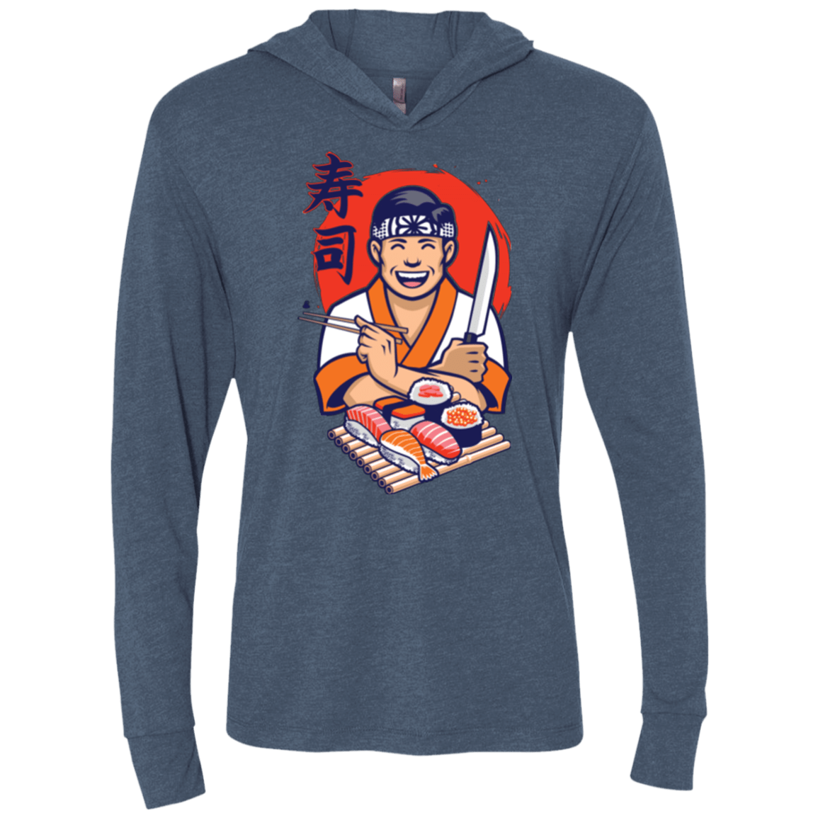 T-Shirts Indigo / X-Small DANIEL SAN SUSHI Triblend Long Sleeve Hoodie Tee