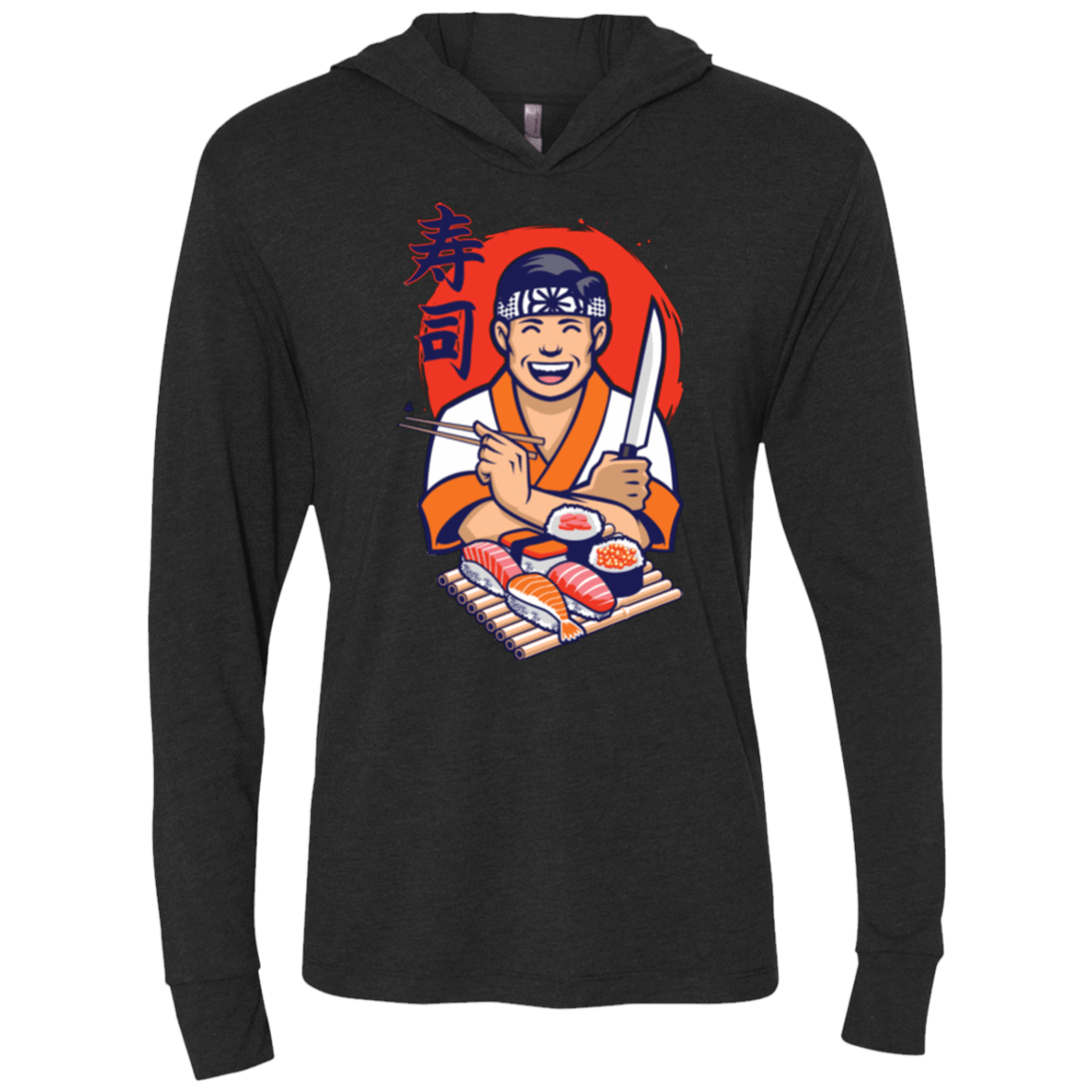 T-Shirts Vintage Black / X-Small DANIEL SAN SUSHI Triblend Long Sleeve Hoodie Tee