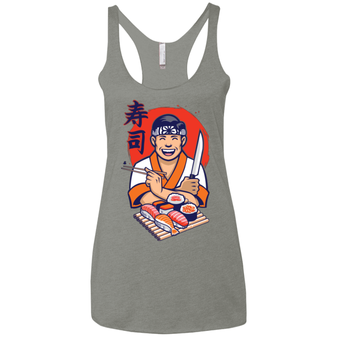 T-Shirts Venetian Grey / X-Small DANIEL SAN SUSHI Women's Triblend Racerback Tank