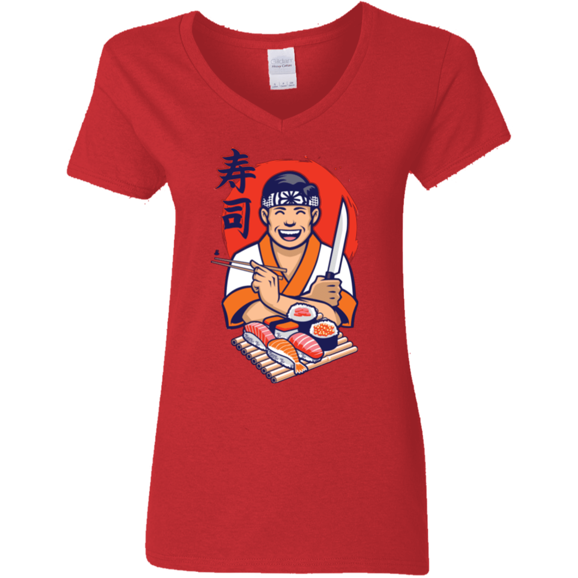 T-Shirts Red / S DANIEL SAN SUSHI Women's V-Neck T-Shirt