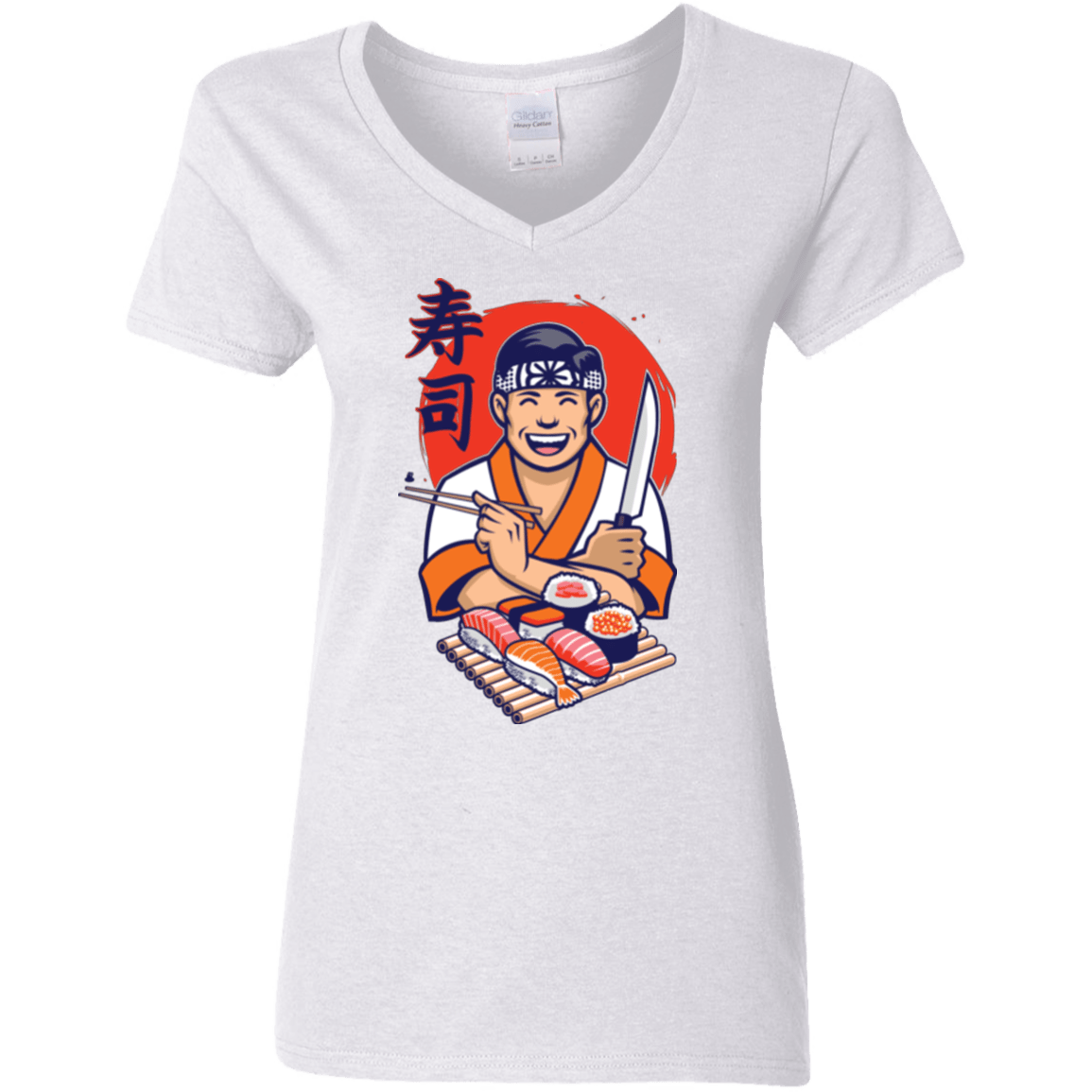 T-Shirts White / S DANIEL SAN SUSHI Women's V-Neck T-Shirt