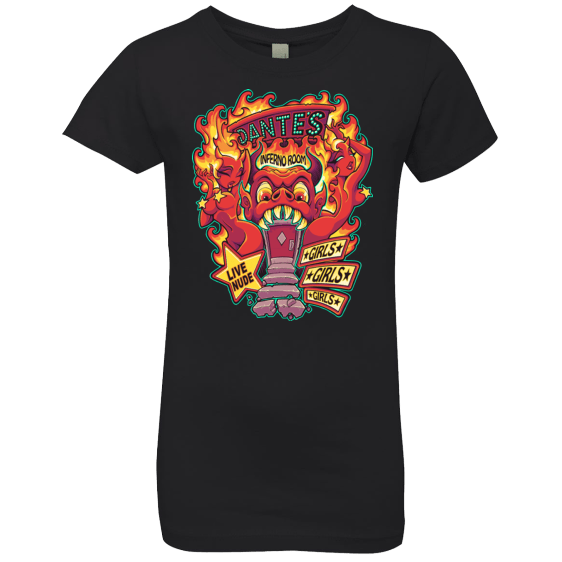 T-Shirts Black / YXS Dantes Inferno Room Girls Premium T-Shirt