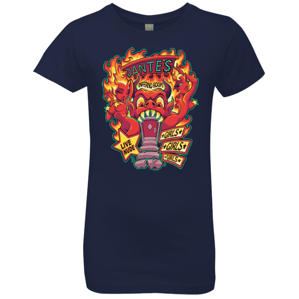 T-Shirts Midnight Navy / YXS Dantes Inferno Room Girls Premium T-Shirt