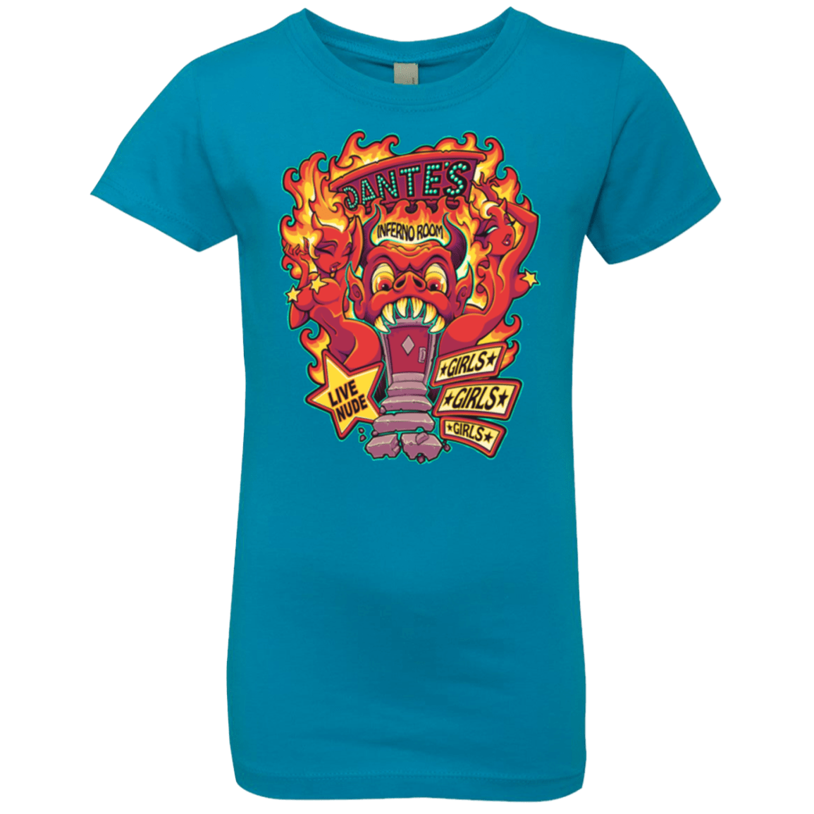 T-Shirts Turquoise / YXS Dantes Inferno Room Girls Premium T-Shirt