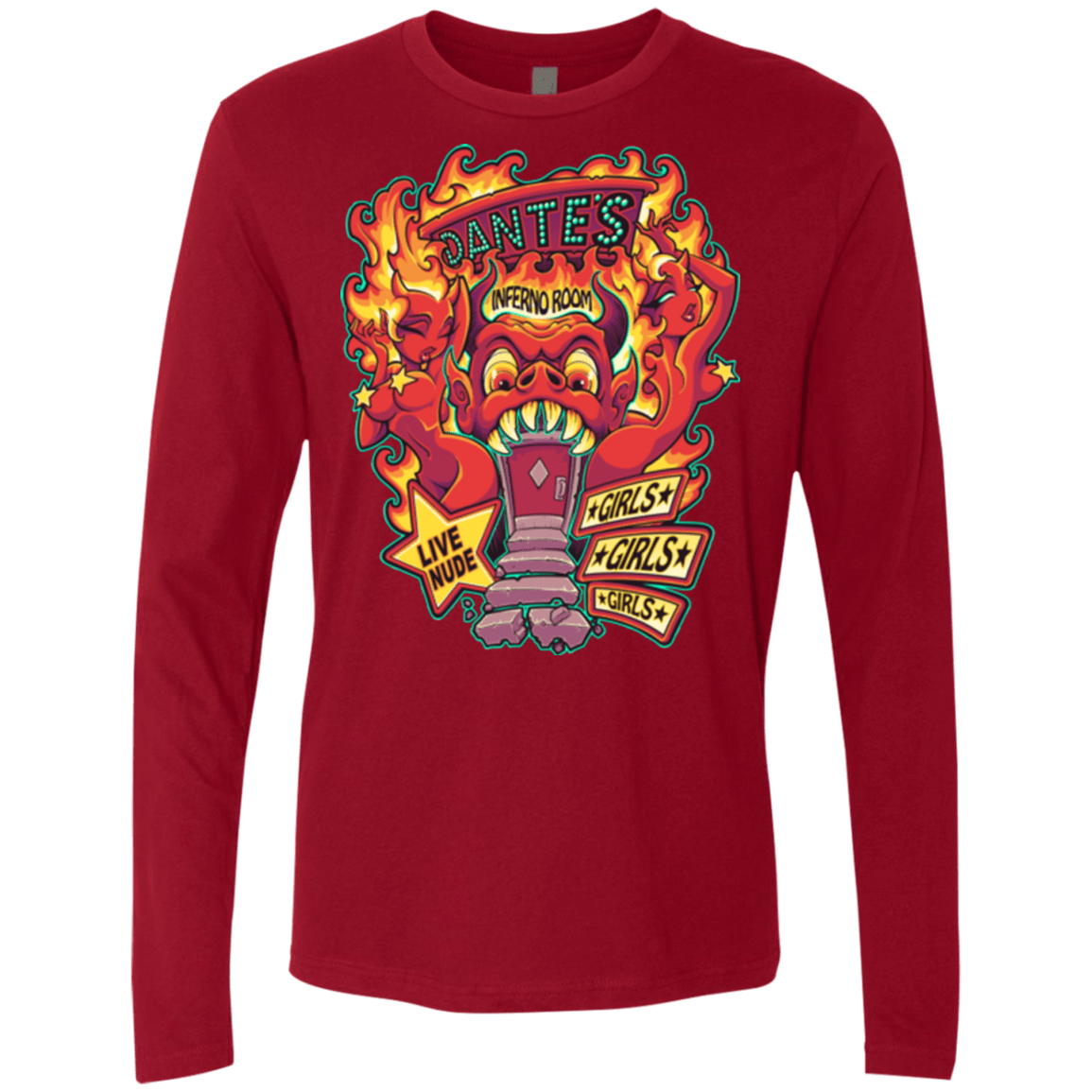 T-Shirts Cardinal / Small Dantes Inferno Room Men's Premium Long Sleeve
