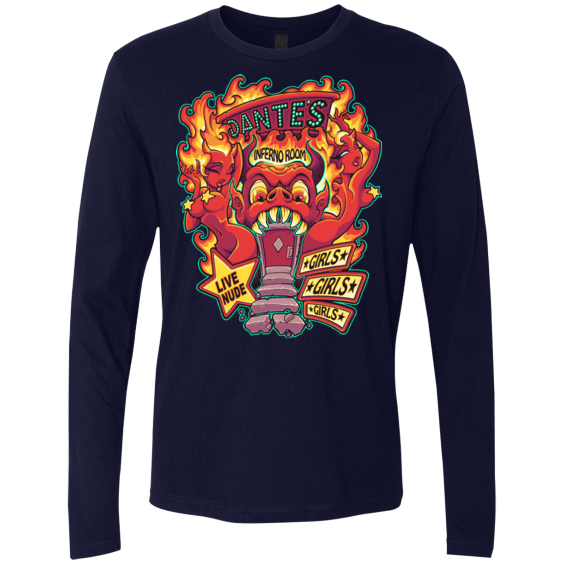 T-Shirts Midnight Navy / Small Dantes Inferno Room Men's Premium Long Sleeve