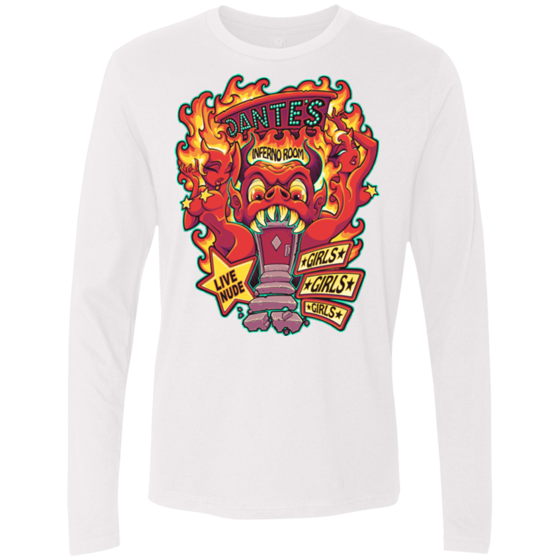 T-Shirts White / Small Dantes Inferno Room Men's Premium Long Sleeve