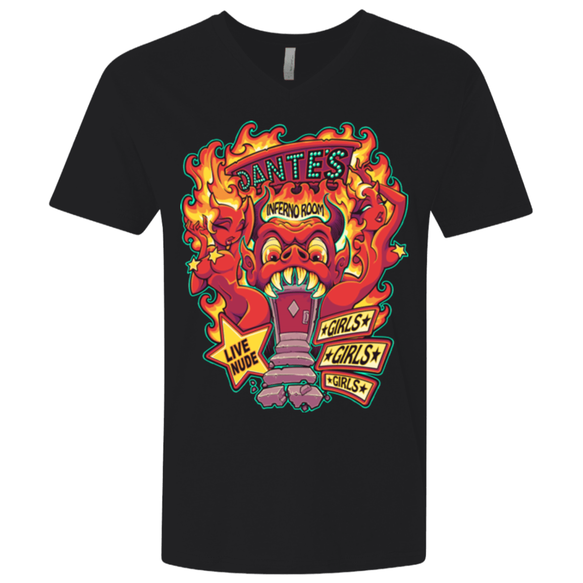 T-Shirts Black / X-Small Dantes Inferno Room Men's Premium V-Neck