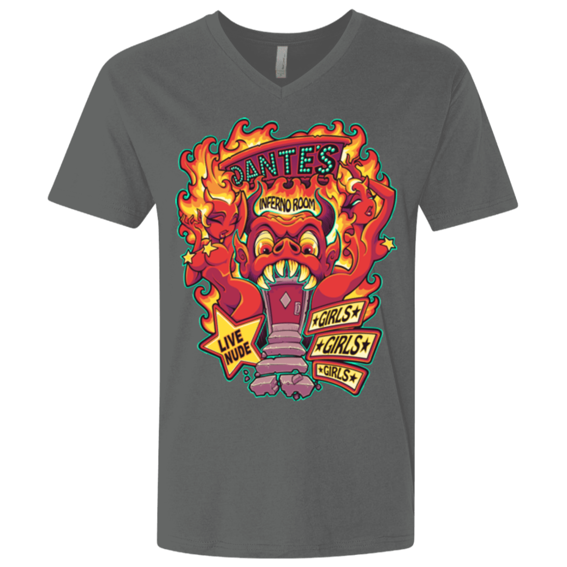 T-Shirts Heavy Metal / X-Small Dantes Inferno Room Men's Premium V-Neck