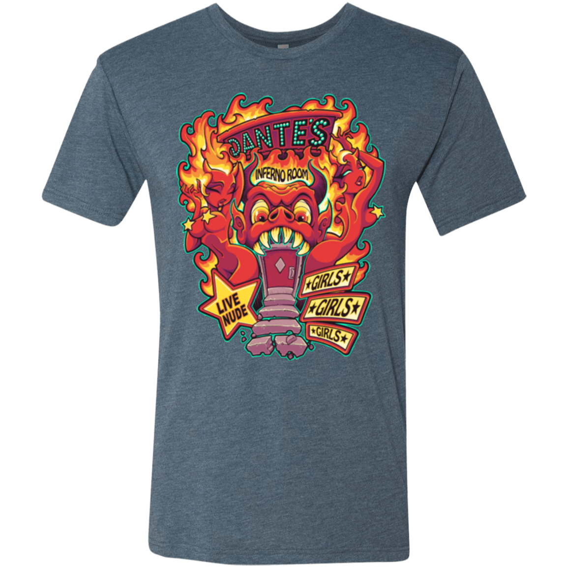 T-Shirts Indigo / Small Dantes Inferno Room Men's Triblend T-Shirt