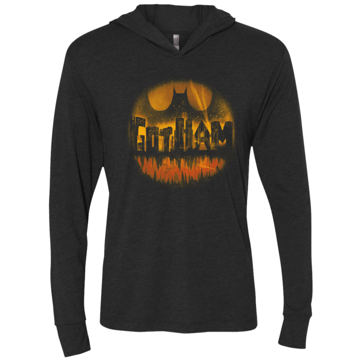T-Shirts Vintage Black / X-Small Dark City Orange Version Triblend Long Sleeve Hoodie Tee