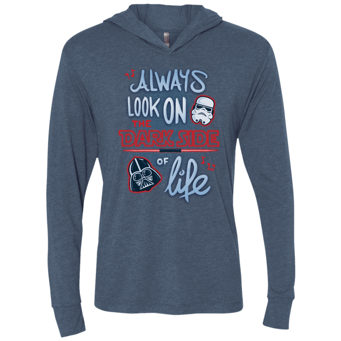 T-Shirts Indigo / X-Small Dark Side of Life Triblend Long Sleeve Hoodie Tee