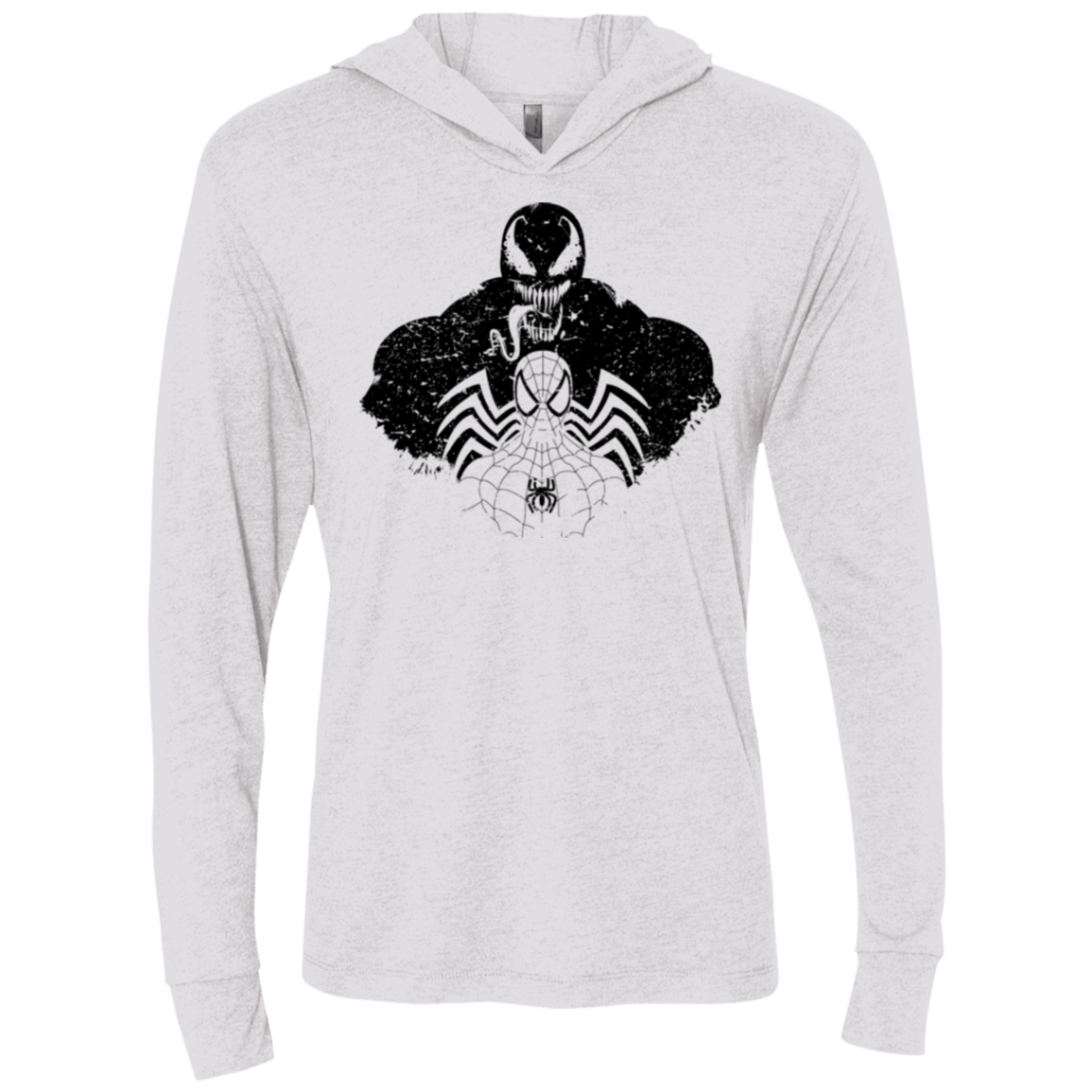 T-Shirts Heather White / X-Small Dark Spider Shadow Triblend Long Sleeve Hoodie Tee