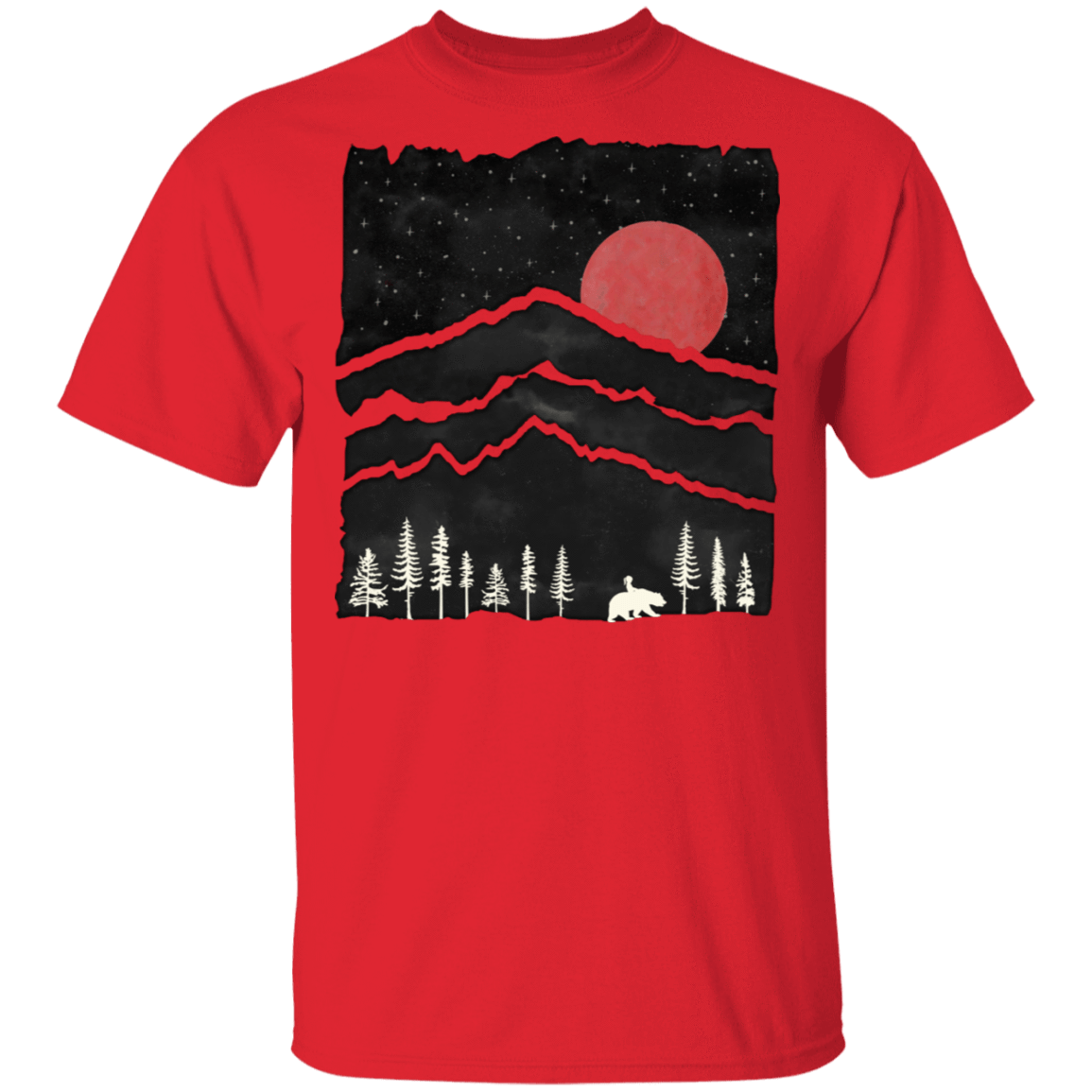 T-Shirts Red / S Darkness Falls Bear Walk T-Shirt