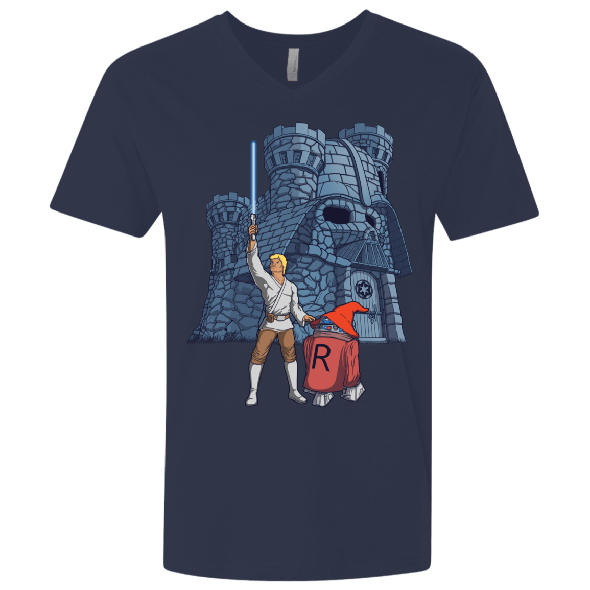 T-Shirts Midnight Navy / X-Small Darthskull Castle Men's Premium V-Neck