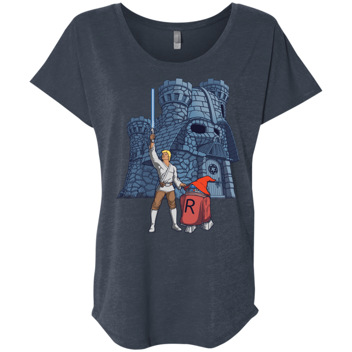 T-Shirts Vintage Navy / X-Small Darthskull Castle Triblend Dolman Sleeve