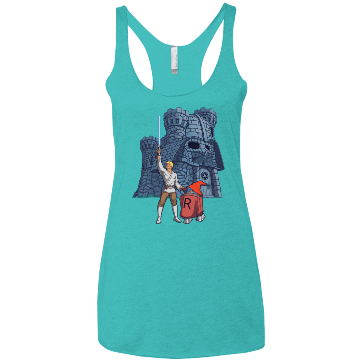 T-Shirts Tahiti Blue / X-Small Darthskull Castle Women's Triblend Racerback Tank