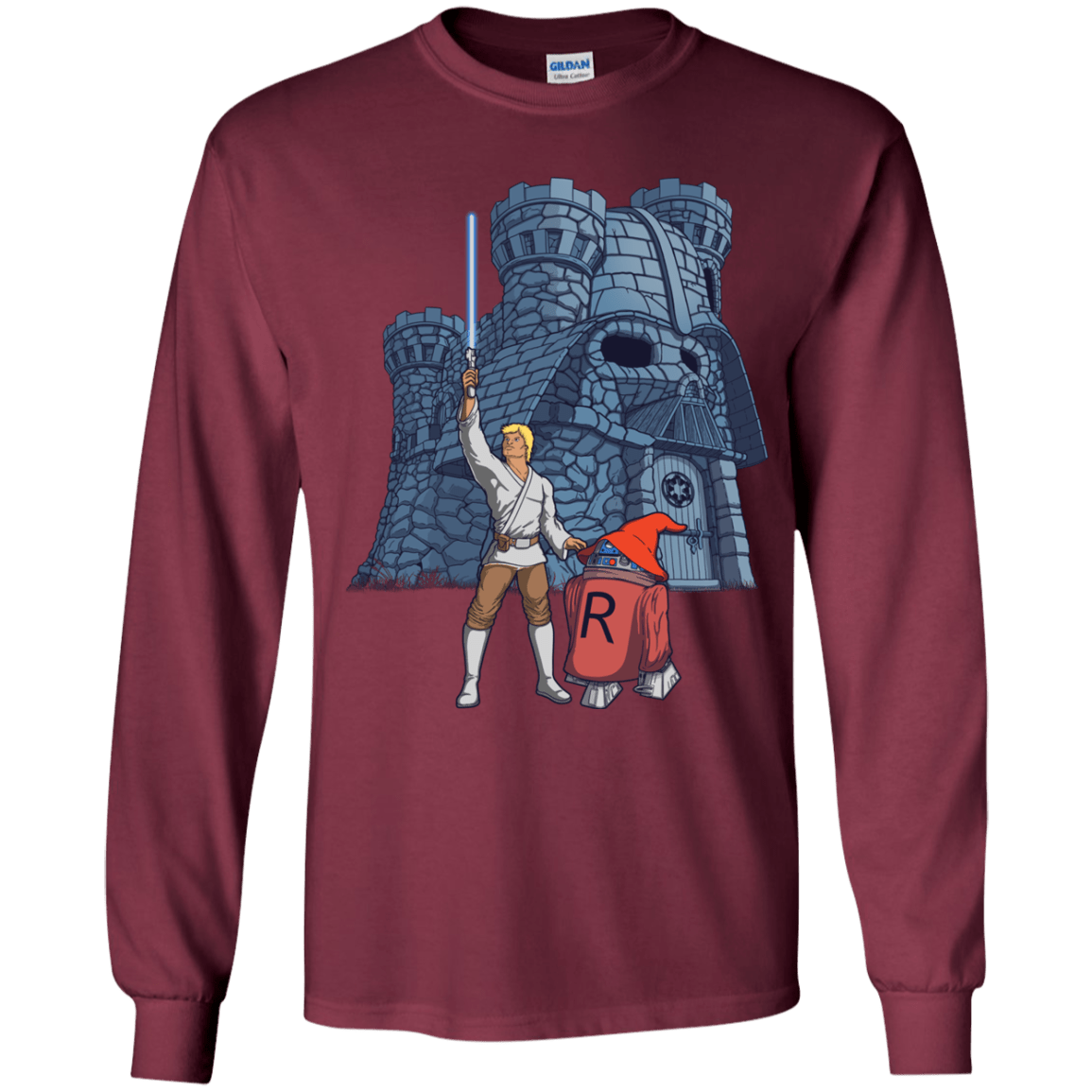 T-Shirts Maroon / YS Darthskull Castle Youth Long Sleeve T-Shirt