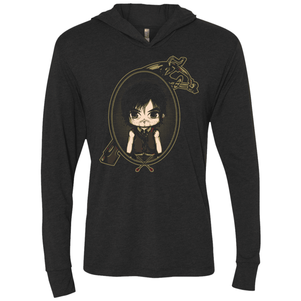 T-Shirts Vintage Black / X-Small Daryl Portrait Triblend Long Sleeve Hoodie Tee