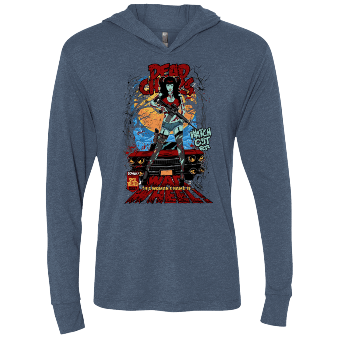 T-Shirts Indigo / X-Small Dead Chicks Triblend Long Sleeve Hoodie Tee