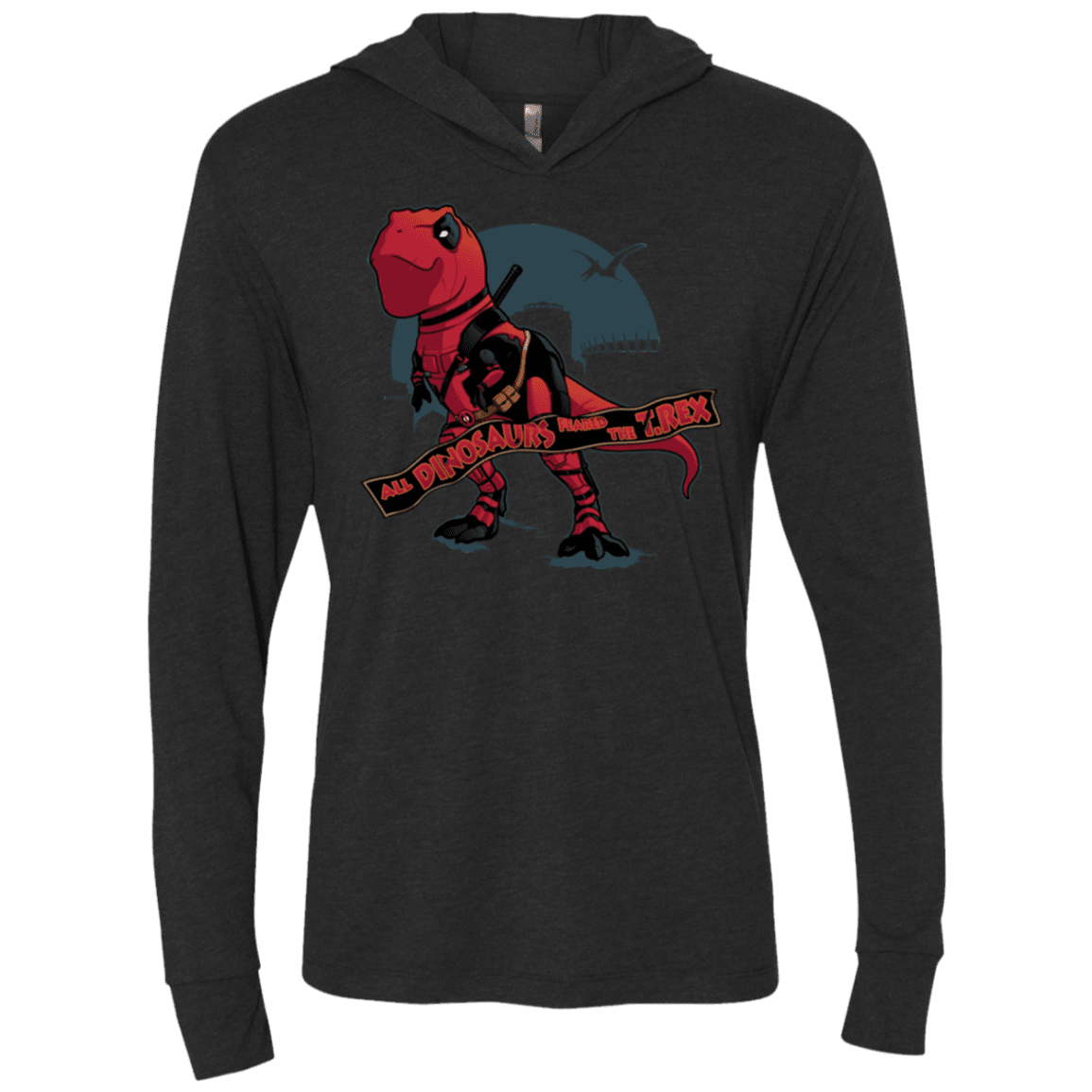 T-Shirts Vintage Black / X-Small Dead Rex Triblend Long Sleeve Hoodie Tee