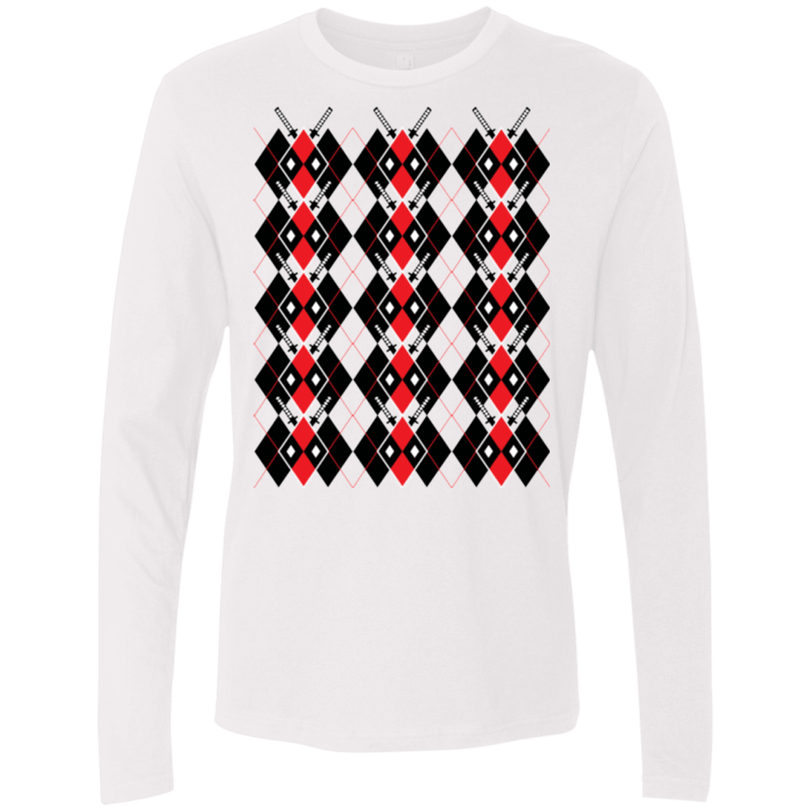 T-Shirts White / Small Deadpool Argyle Men's Premium Long Sleeve