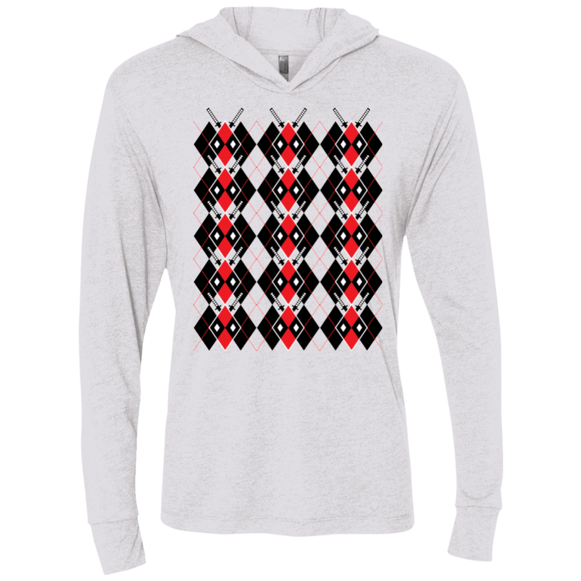 T-Shirts Heather White / X-Small Deadpool Argyle Triblend Long Sleeve Hoodie Tee