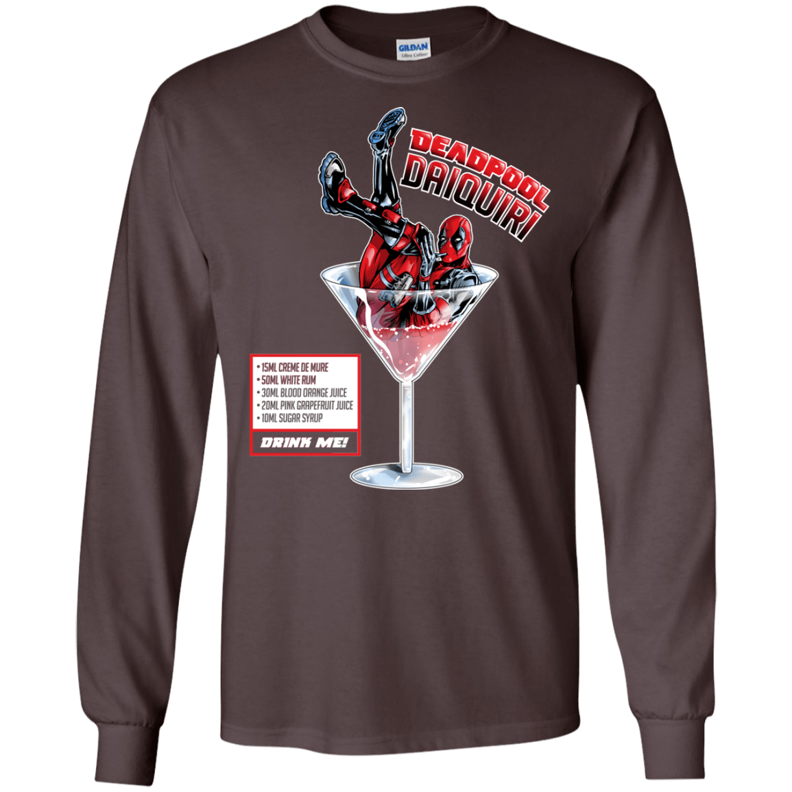 T-Shirts Dark Chocolate / S Deadpool Daiquiri Men's Long Sleeve T-Shirt