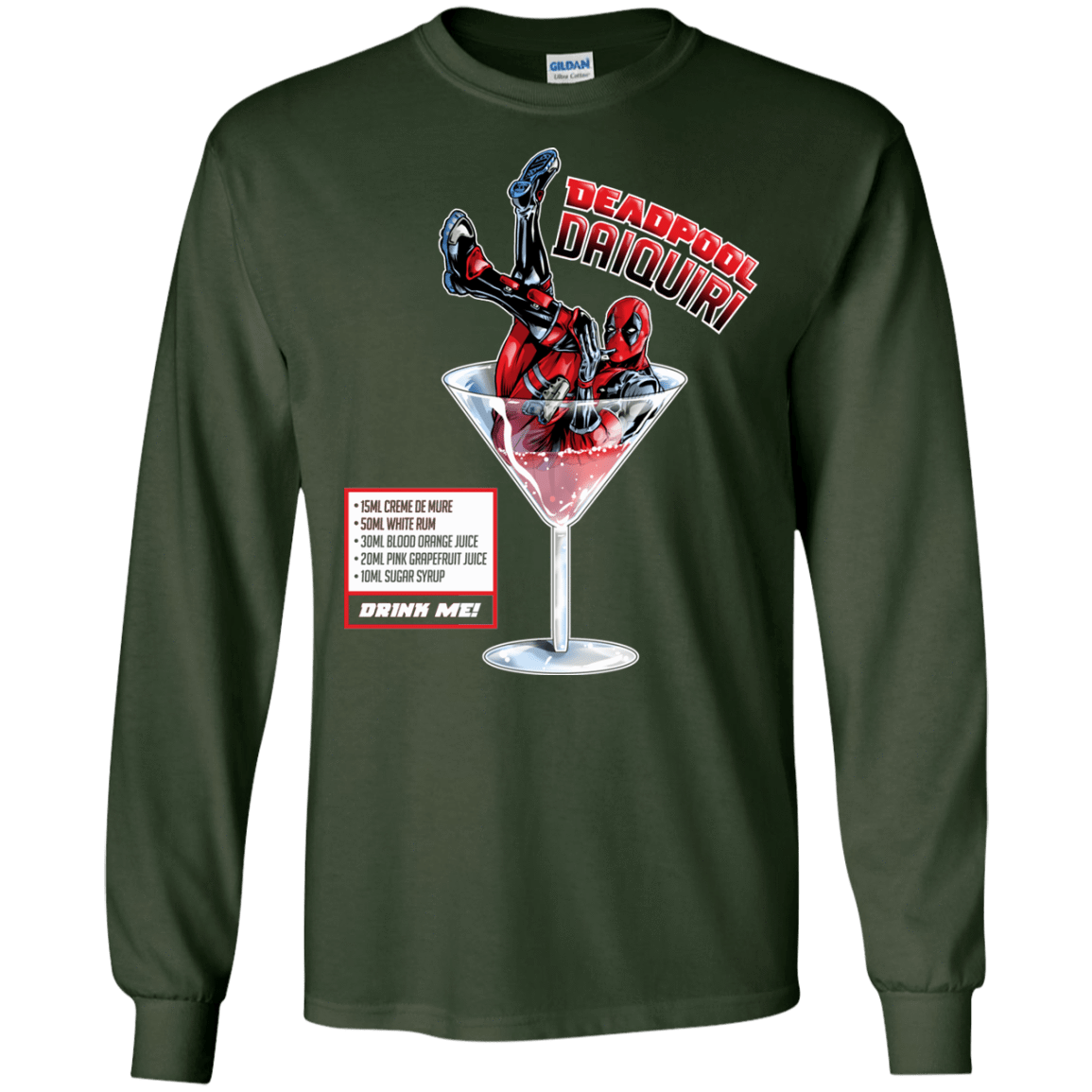 T-Shirts Forest Green / S Deadpool Daiquiri Men's Long Sleeve T-Shirt