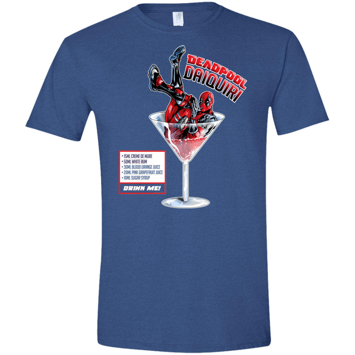T-Shirts Heather Royal / X-Small Deadpool Daiquiri Men's Semi-Fitted Softstyle