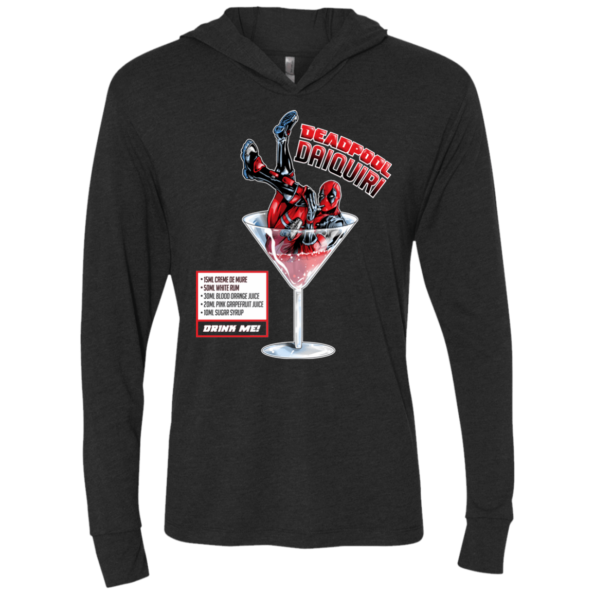 T-Shirts Vintage Black / X-Small Deadpool Daiquiri Triblend Long Sleeve Hoodie Tee