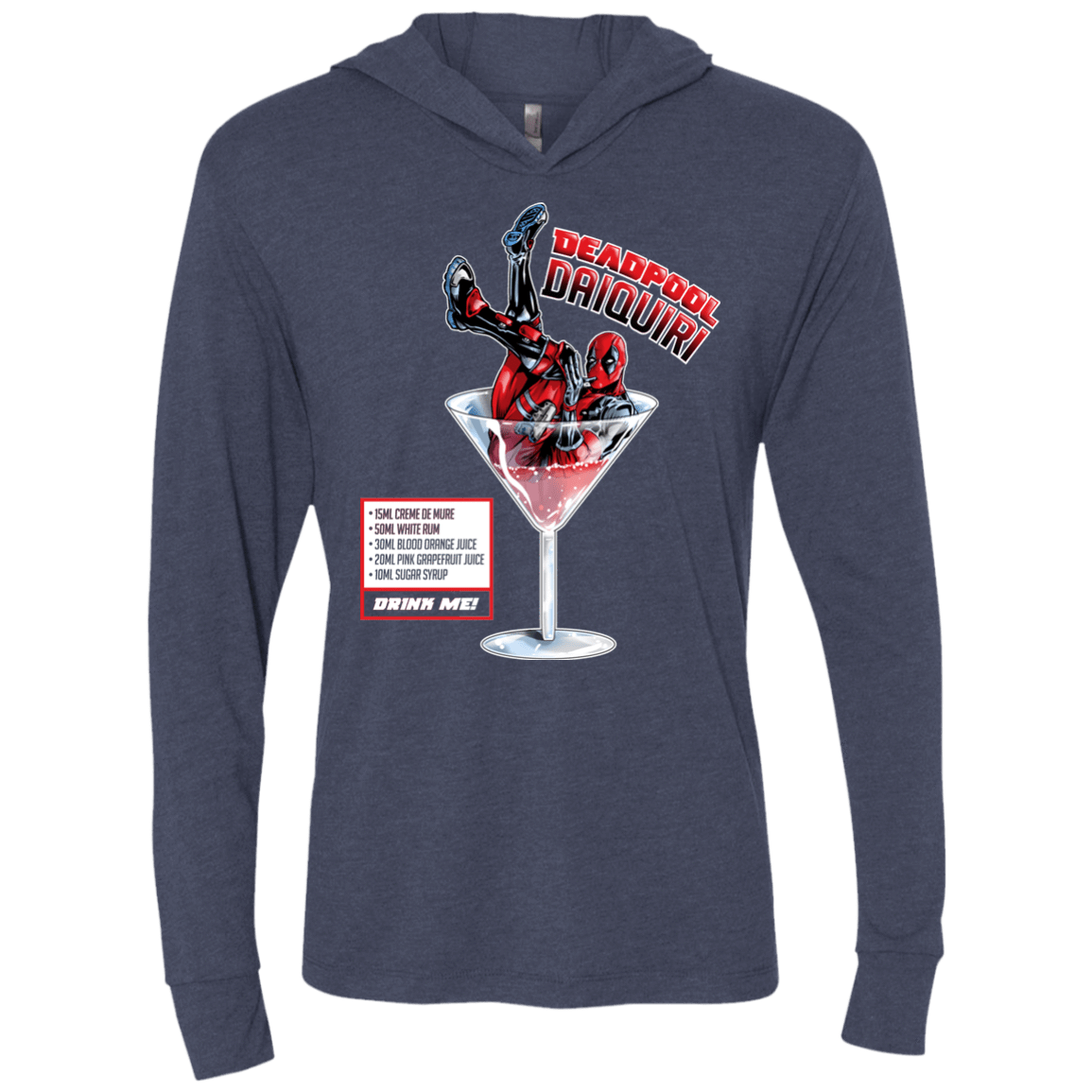 T-Shirts Vintage Navy / X-Small Deadpool Daiquiri Triblend Long Sleeve Hoodie Tee