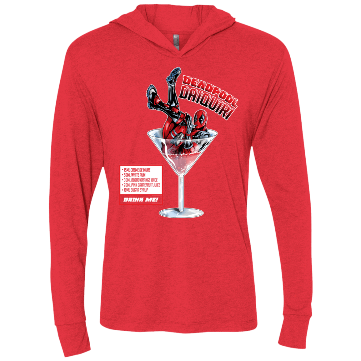 T-Shirts Vintage Red / X-Small Deadpool Daiquiri Triblend Long Sleeve Hoodie Tee