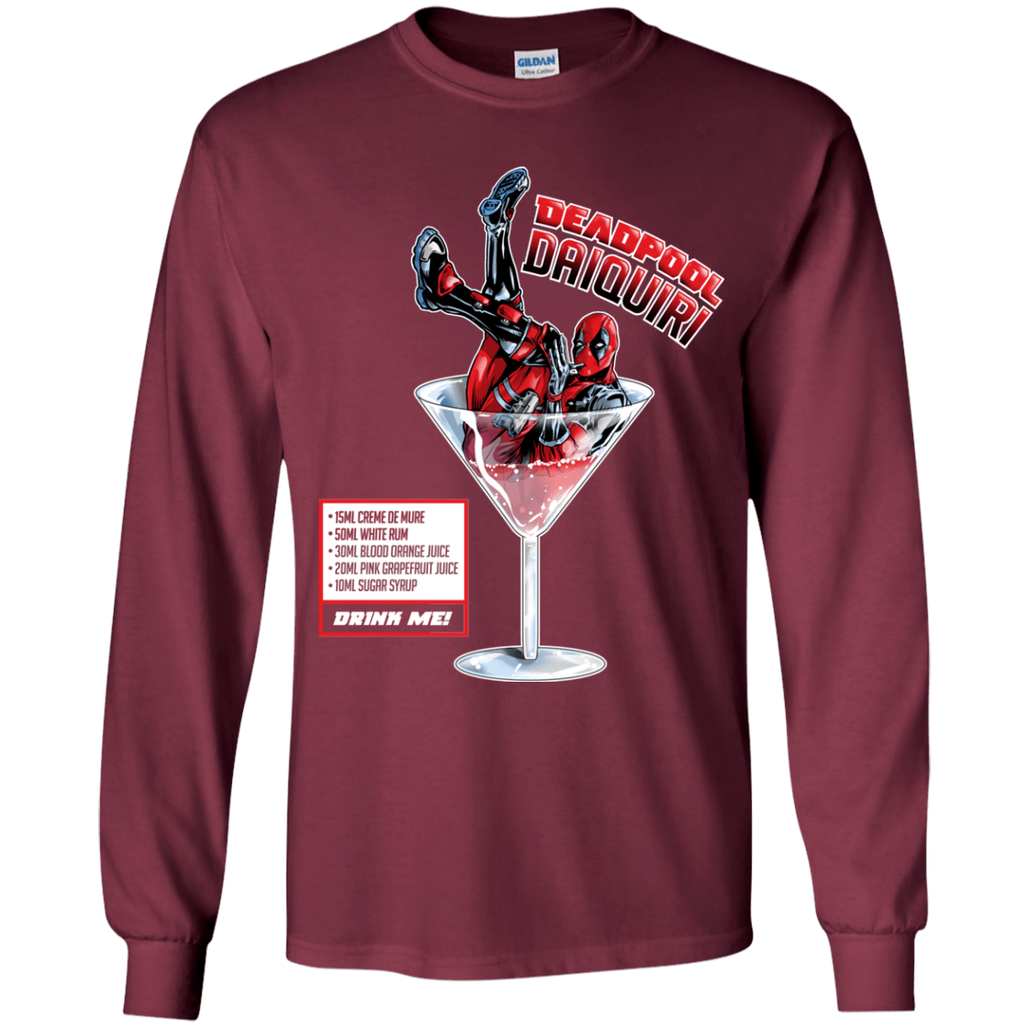 T-Shirts Maroon / YS Deadpool Daiquiri Youth Long Sleeve T-Shirt