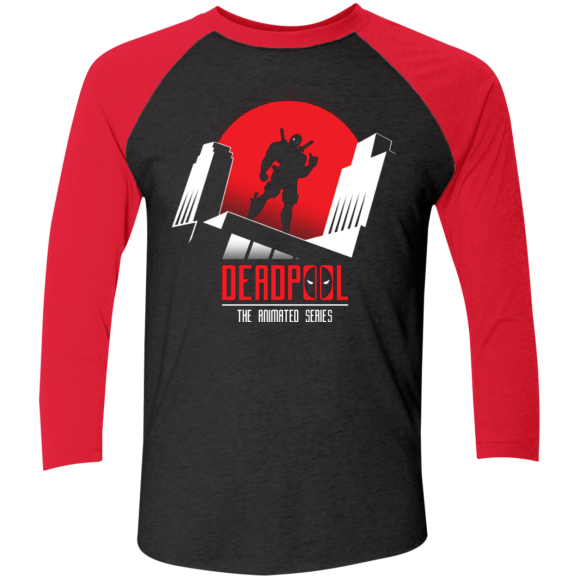 T-Shirts Vintage Black/Vintage Red / X-Small Deadpool Men's Triblend 3/4 Sleeve