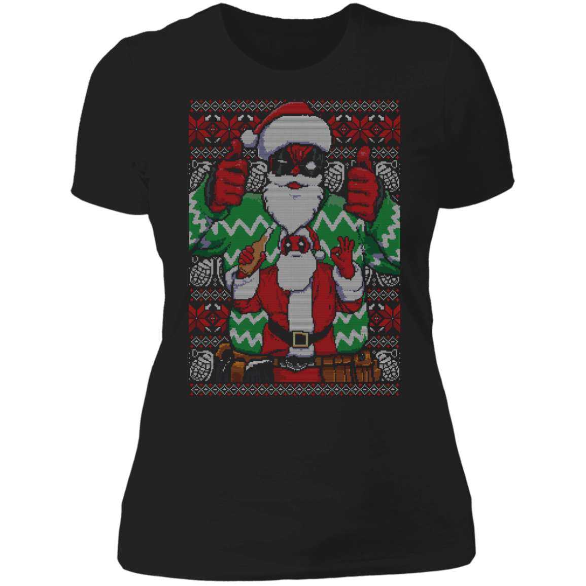 T-Shirts Black / X-Small Deadpool Ugly Sweater Women's Premium T-Shirt
