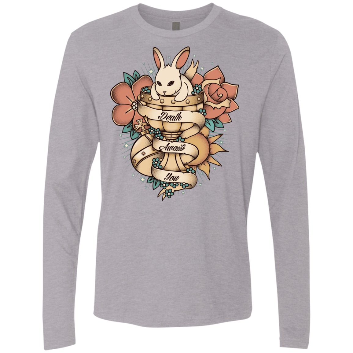 T-Shirts Heather Grey / Small Death Awaits You Men's Premium Long Sleeve