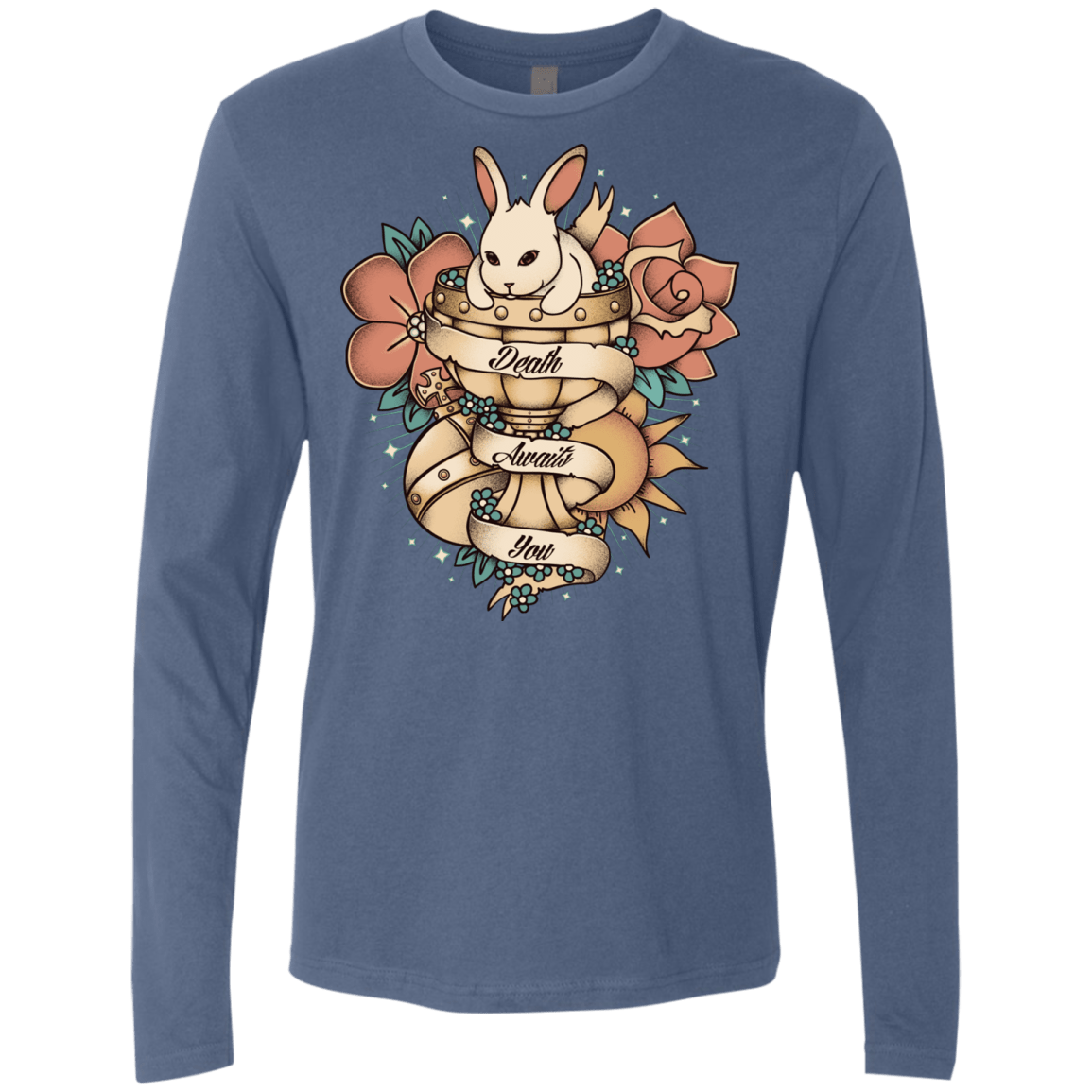 T-Shirts Indigo / Small Death Awaits You Men's Premium Long Sleeve