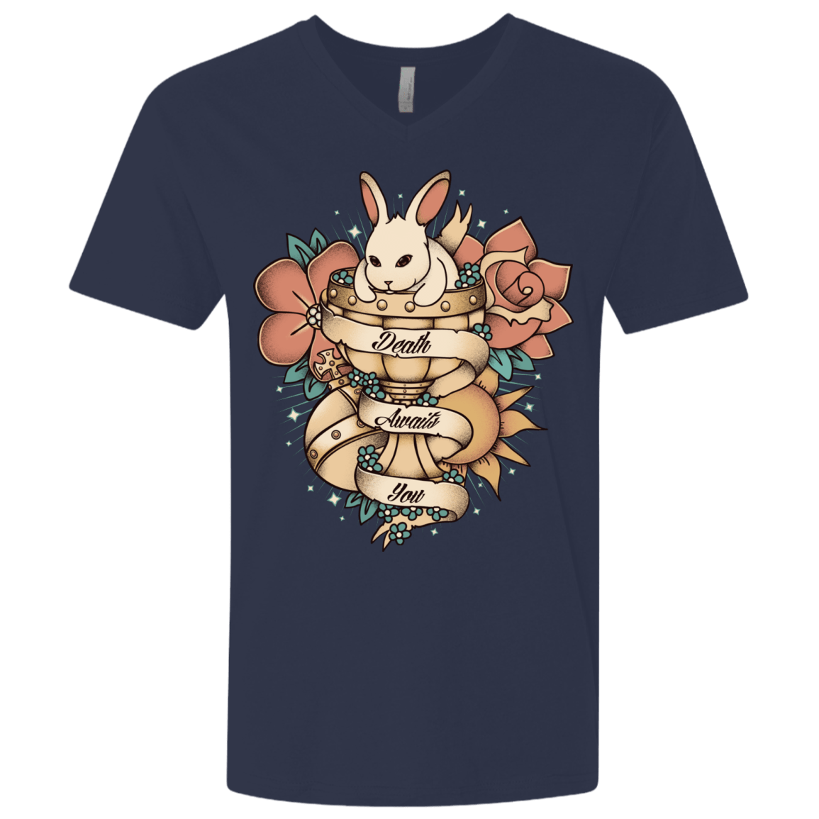 T-Shirts Midnight Navy / X-Small Death Awaits You Men's Premium V-Neck