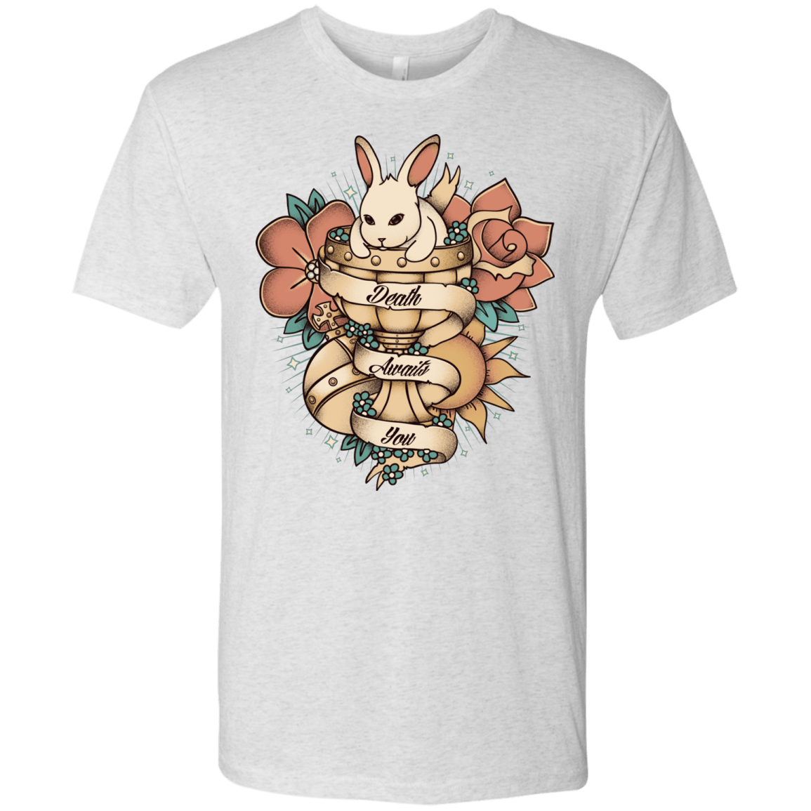 T-Shirts Heather White / Small Death Awaits You Men's Triblend T-Shirt