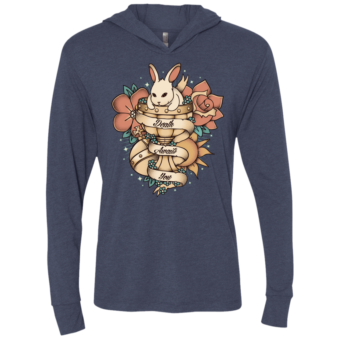 T-Shirts Vintage Navy / X-Small Death Awaits You Triblend Long Sleeve Hoodie Tee