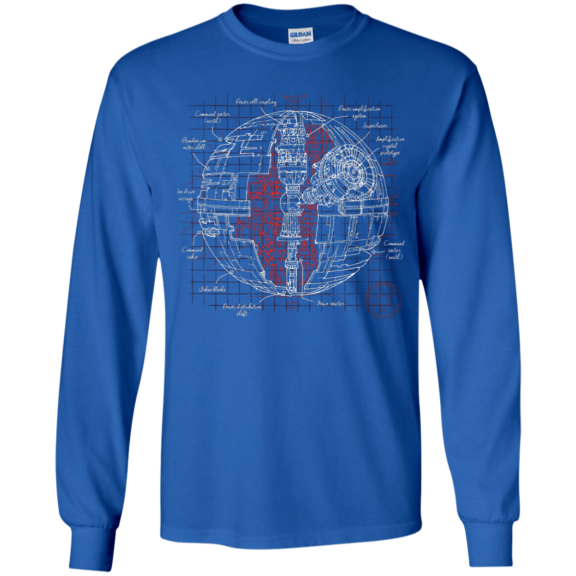T-Shirts Royal / YS Death Star Plan Youth Long Sleeve T-Shirt