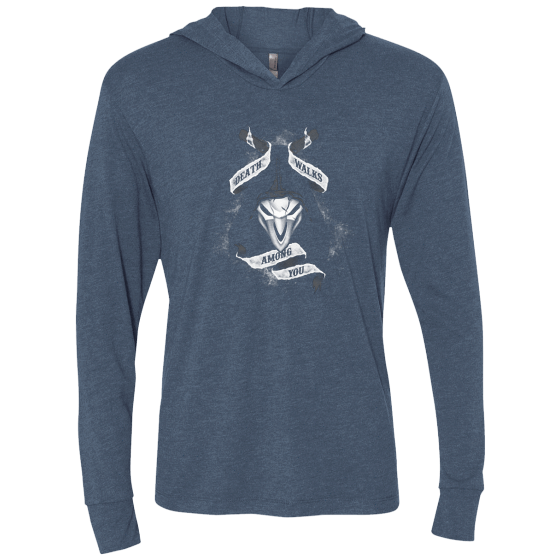 T-Shirts Indigo / X-Small Death Walks Among You Triblend Long Sleeve Hoodie Tee