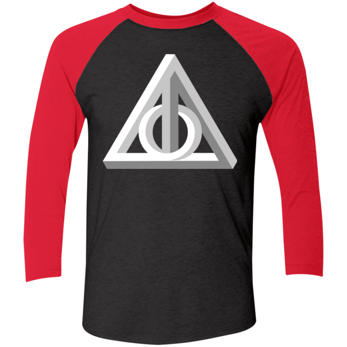 T-Shirts Vintage Black/Vintage Red / X-Small Deathly Impossible Hallows Men's Triblend 3/4 Sleeve
