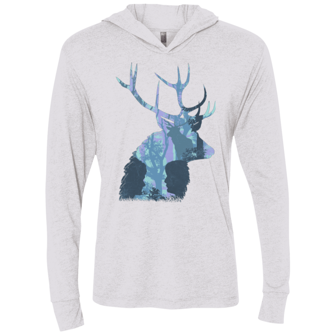 T-Shirts Heather White / X-Small Deer Cannibal Triblend Long Sleeve Hoodie Tee