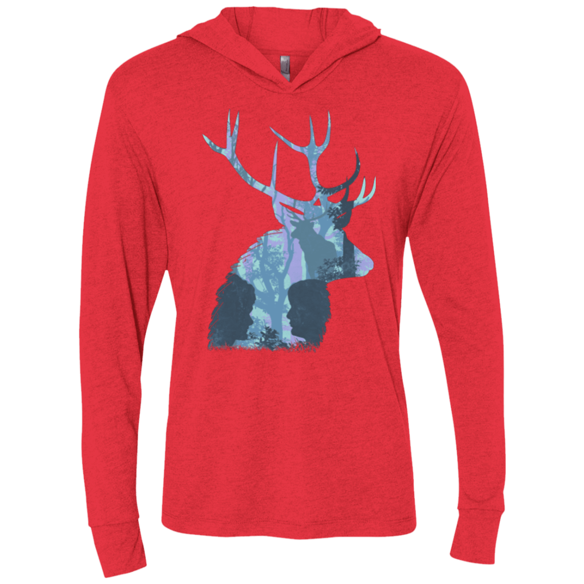 T-Shirts Vintage Red / X-Small Deer Cannibal Triblend Long Sleeve Hoodie Tee