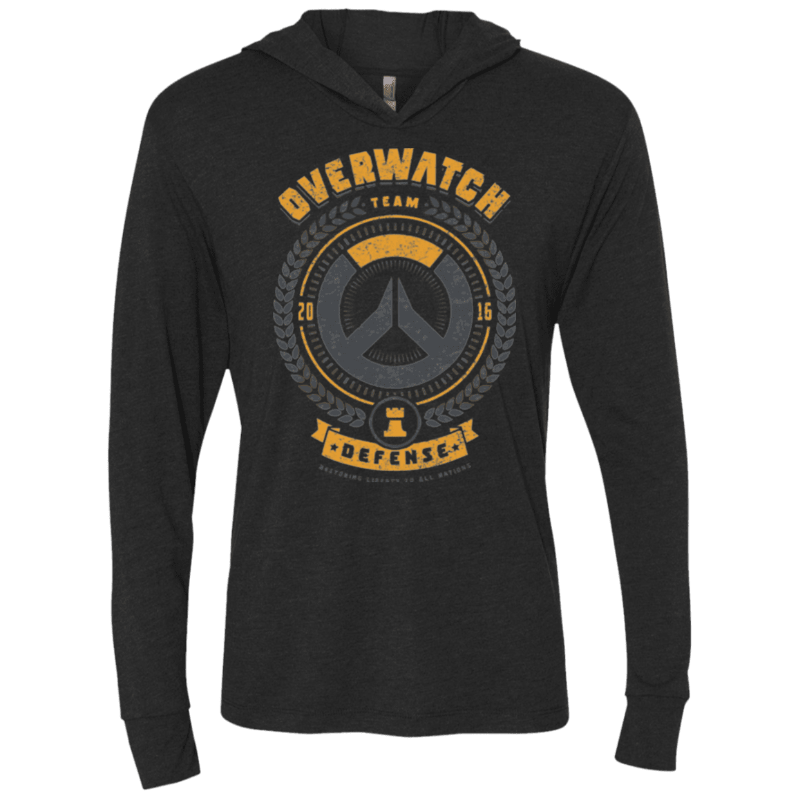 T-Shirts Vintage Black / X-Small Defense Team Triblend Long Sleeve Hoodie Tee