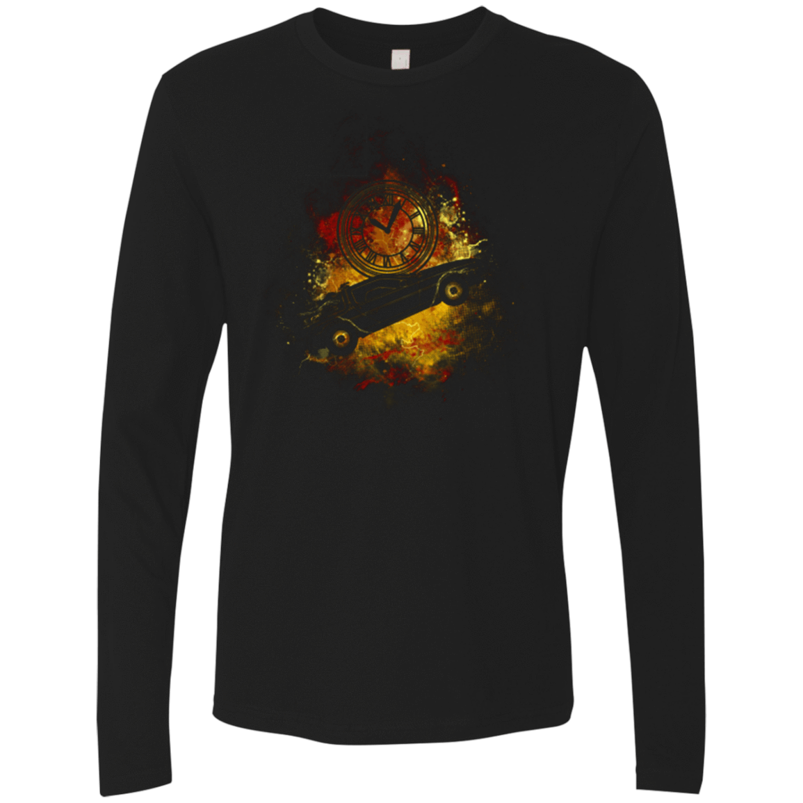 T-Shirts Black / Small DELOREAN ART Men's Premium Long Sleeve