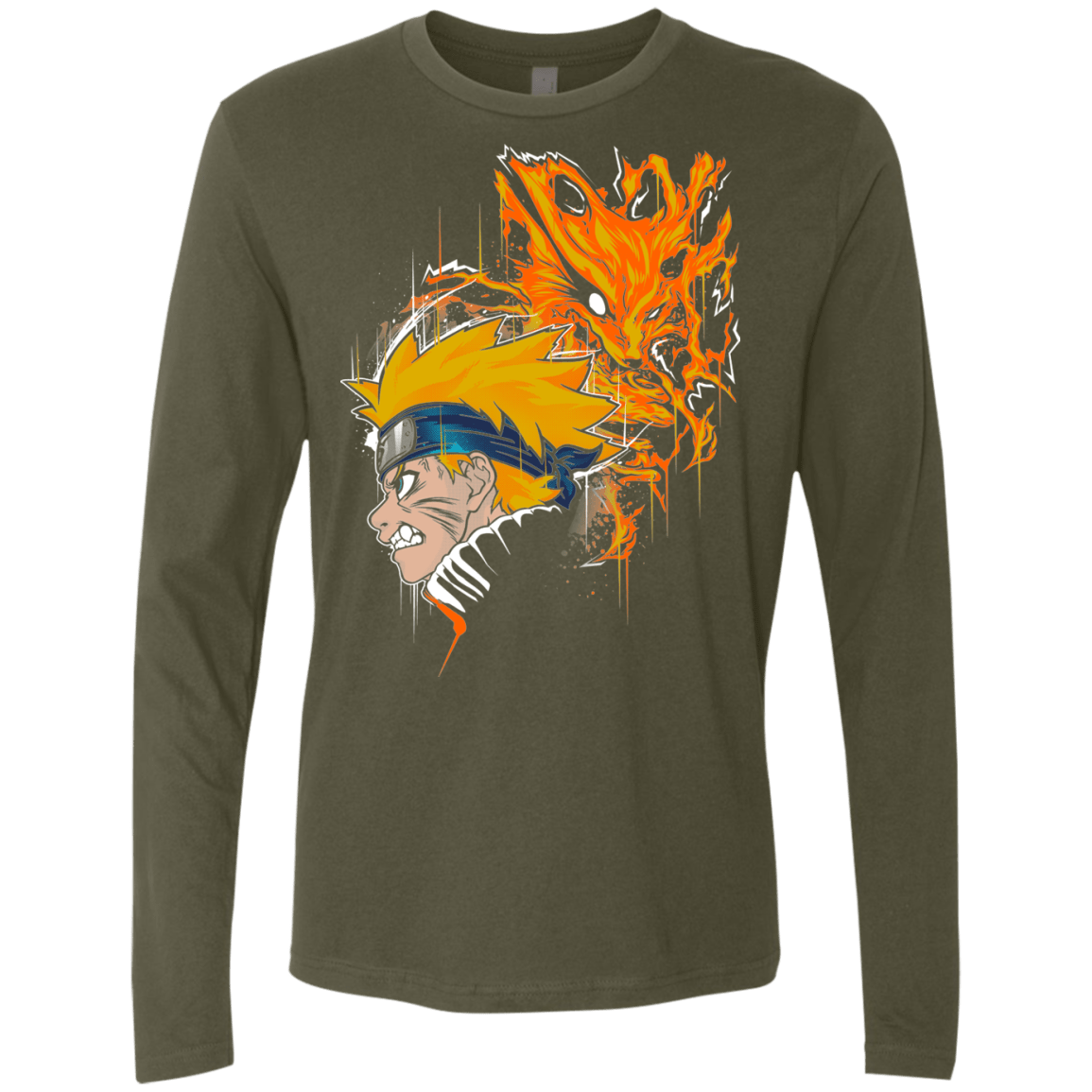 T-Shirts Military Green / S Demon Fox Men's Premium Long Sleeve