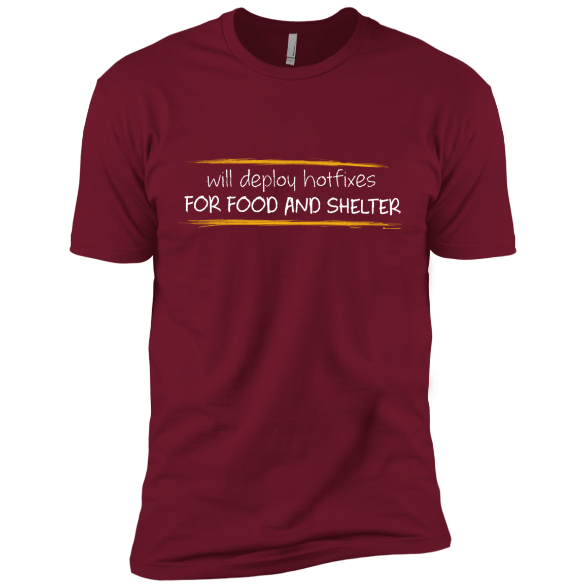 T-Shirts Cardinal / X-Small Deploying Hotfixes For Food And Shelter Men's Premium T-Shirt